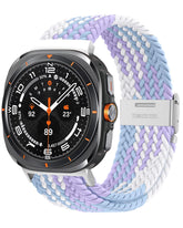 BandRain Stretchy Braided Band Compatible with Samsung Galaxy Watch 7 Ultra Bands 47mm, Smartwatch Replacement Elastic Nylon Sport Strap for Samsung Watch Ultra 2024 Men Women (Violet)